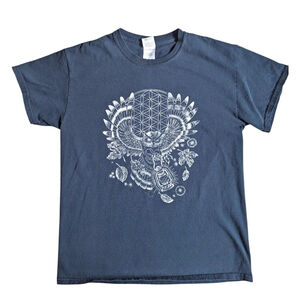 Sacred Owl Tattoo Graphic Tee - Navy Blue - M